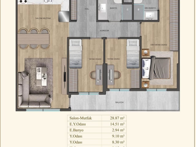 NK GEDİK CENTER MALTEPE PROJESI 3+1 BALKONLU SATILIK DAIRE
