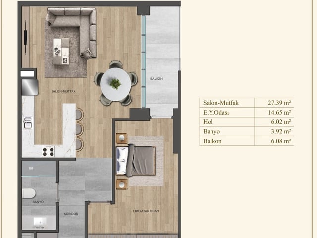 NK GEDİK CENTER MALTEPE PROJESI 1+1 82M2 BALKONLU SATILIK DAIRE