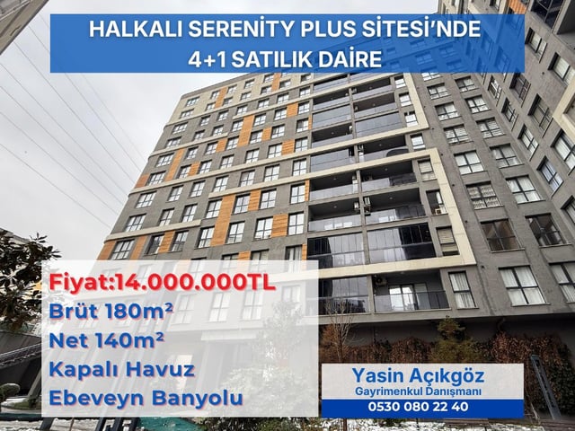 HALKALI SERENITY PLUS'TA 180M² 4+1 EBEVEYN BANYOLU SATILIK DAIRE