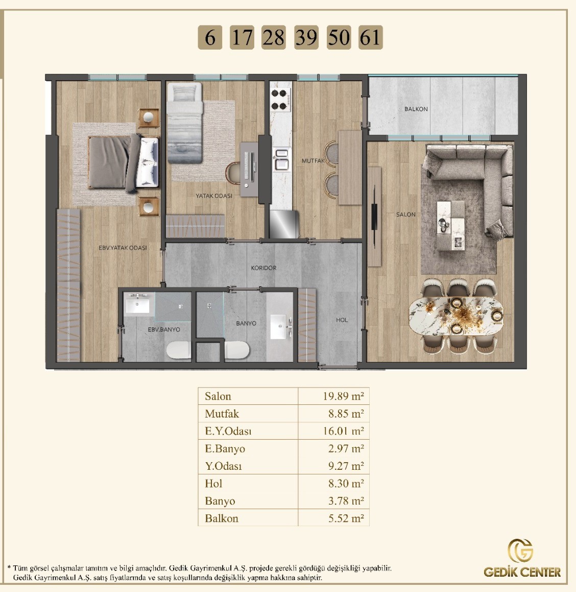 NK GEDİK CENTER MALTEPE PROJESI 2+1 105M2 BALKONLU SATILIK DAIRE