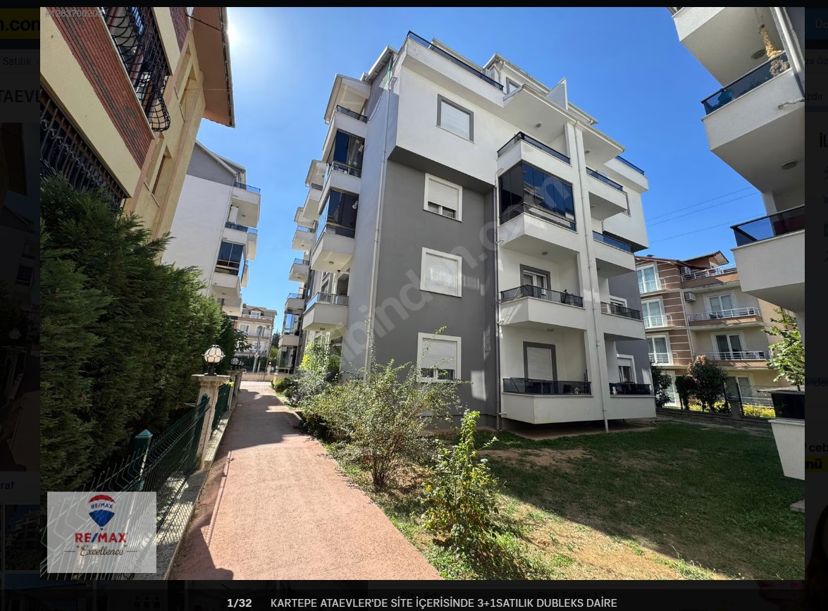 KARTEPE ATAEVLER'DE SİTE İÇERİSİNDE 3+1SATILIK DUBLEKS DAİRE