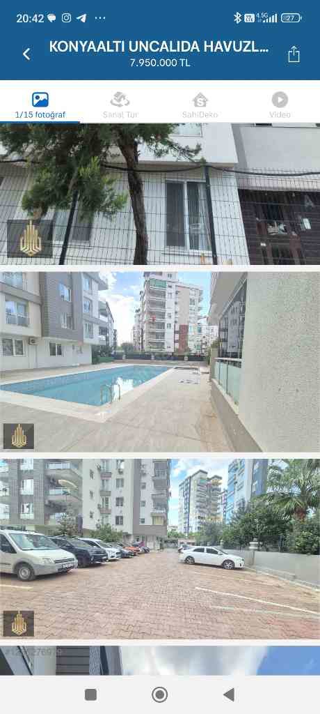 KONYAALTI UNCALIDA HAVUZLU SİTE İÇİNDE KİRALIK 2+1 DAİRE