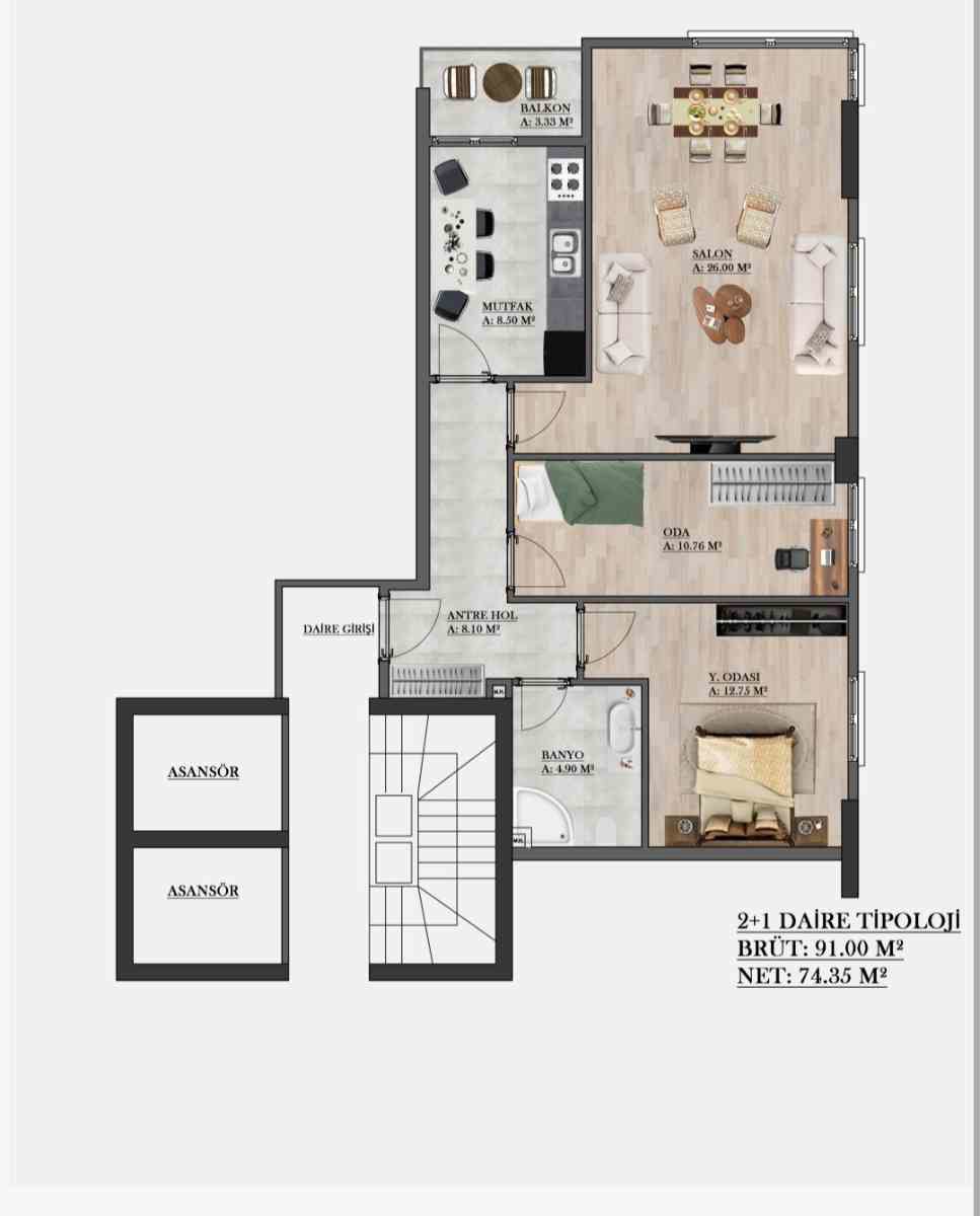 PENDİK DE SAHİLE YAKIN 2+1 ARA KAT SATILIK MODERN DAİRE